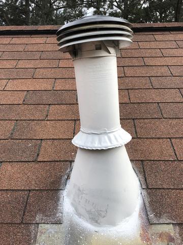 <p>The previous home owner painted the&nbsp;gas furnace&nbsp;exhaust white</p>