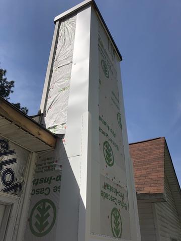 We installed 12" X 12" flashing for the outside corner post for extra added protection against any future leaks for the new homeowner.