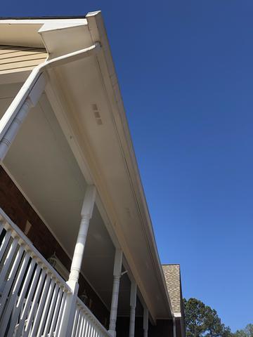 <p>This is the old wood soffit that we covered with the new Alside Charter Oak hidden vent system.</p>