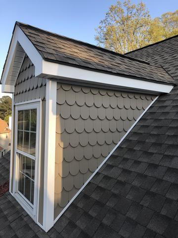 <p>Here we have installed the new vinyl Charter Oak soffit system and the new Vinyl Scallops. Both from Alside</p>