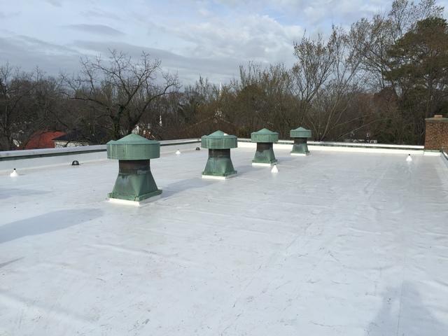 The finished TPO roofing looks great on this commercial roof.