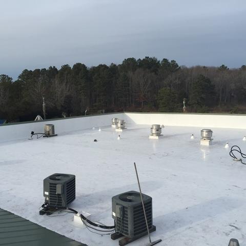 This finished TPO roofing looks fantastic on the main building of Ocean Breeze.