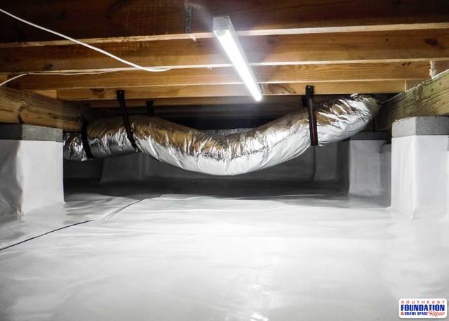 The CleanSpace Encapsulation System reduces the moisture level and humidity in the crawl space which doesn't allow mold and mildew to grow.