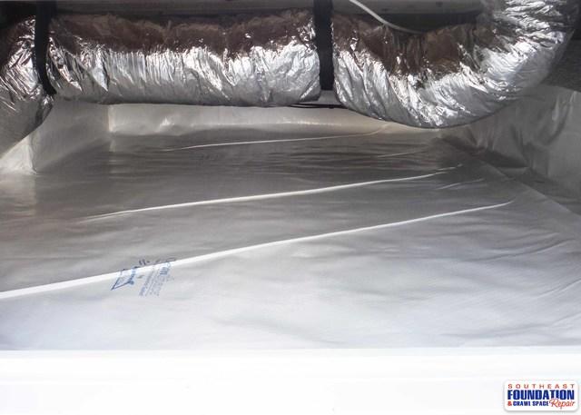 The CleanSpace Encapsulation System creates a water barrier from the element water from being sucked up into the wood and insulation in the crawl space.