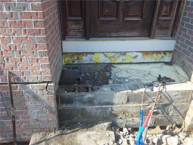 The PolyLevel injection to the front steps.