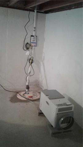 Sump Pump and Dehumidifier Installed