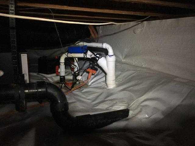 TripleSafe sump pump was installed in this crawlspace.