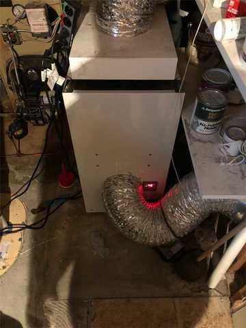 <p>View of the SaniDry XP dehumidifier we installed in the basement. SaniDry XP Humidifer dries out the basement or crawl space preventing mold and filtering out the air as well as lowering the humidity.&nbsp;</p>