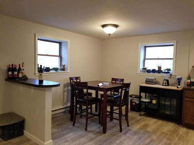 A cute little dining area in a finished basement is never a disappointment.