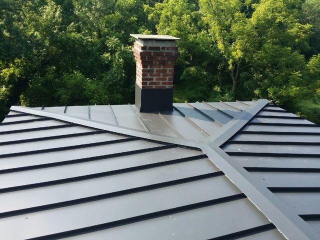 Global Home Improvement Roof Replacement Photo Album Dove And Charcoal Grey Gtech Standing Seam Metal Roof Installation On Mansard Style Roof In Glenside Pa