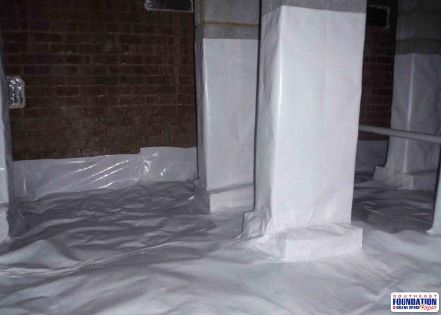 The key ingredient to our encapsulation system is the CleanSpace Vapor Barrier. It is a super- durable, plastic sheep material designed to permanently prevent moisture, outside air and pest from getting into the crawl space of the home.