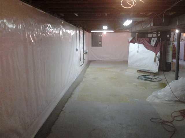 <p>In this picture you can see our CleanSpace vapor barrier that gives a sleek, clean look to the basement walls while helping to keep the basement dry. It acts as a vapor barrier and is a major factor in controlling the humidity levels in your basement.</p>