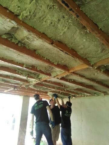 Rockwool Batts are Installed Under the Spray Foam