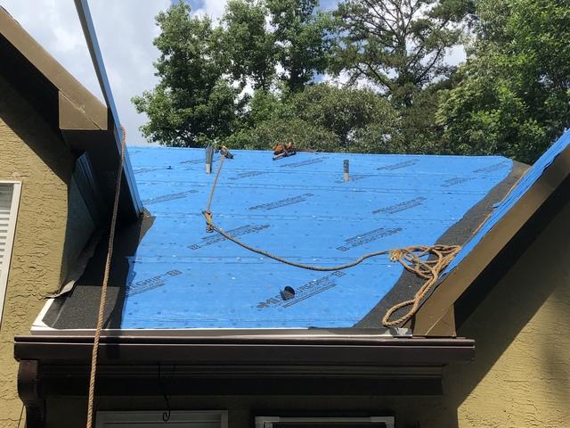 Here we have installed Ice and Water Shield in the valleies and Blue Synthetic Underlayment to get ready for the new CertainTeed roof system.