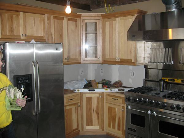 Beautifully redone cabinets.