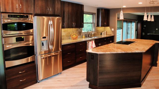 Newly done counter top with added island and new cabinets.  