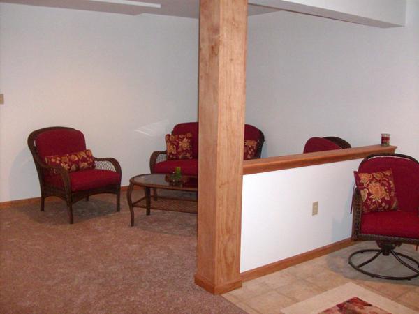 The newly finished living area complete with chairs!