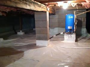 A view of the fully encapsulated crawl space.