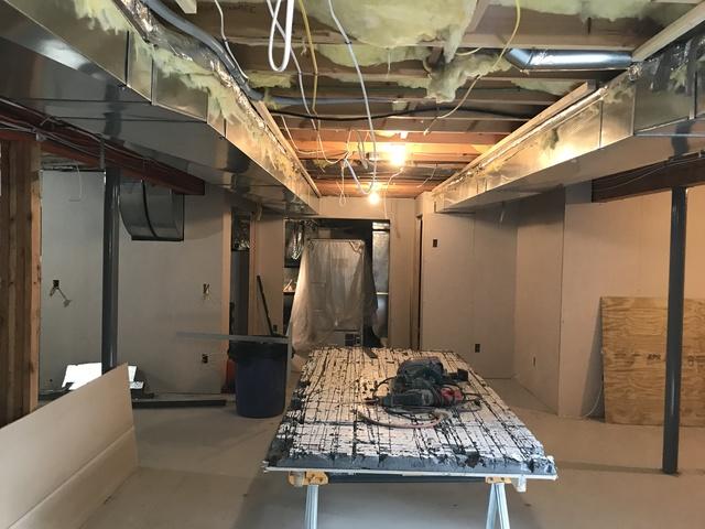 The foreman on this job, Sheldon, worked had for 2 weeks to get this project done! Here you can see some tools that are used to install flooring and wall panels.