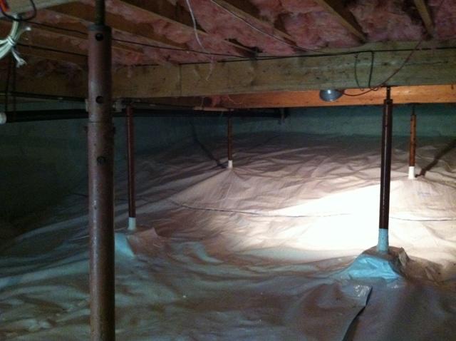 Another angle of the fully encapsulated crawl space.