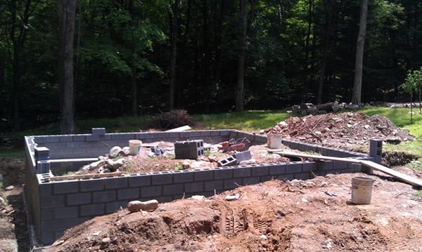 Base of soon to built new garage.