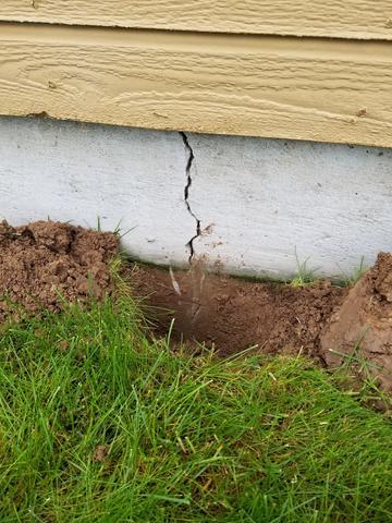 Exterior foundation crack