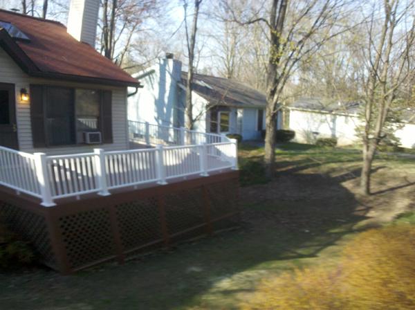 Yard view of this finished deck.