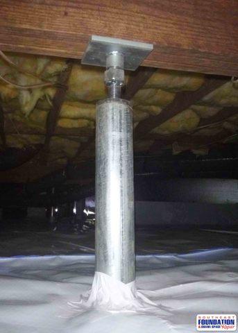 We installed this crawl space jack which supports the ceiling from sagging.