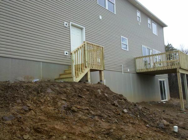 Stairs installed by the back door.