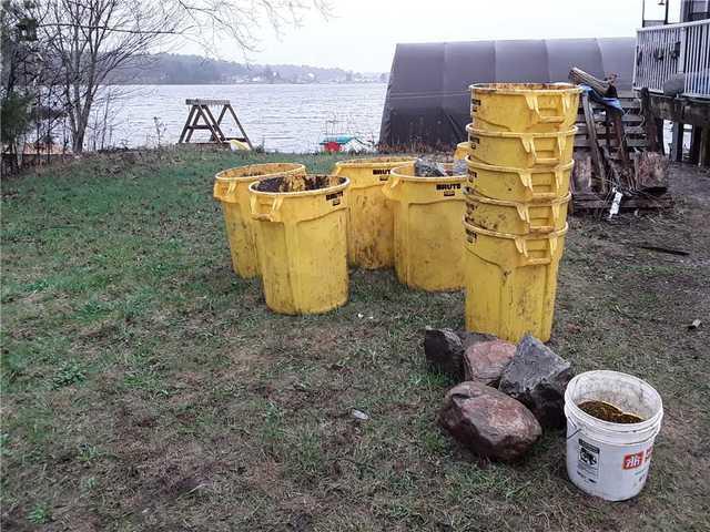Buckets of concrete removed.