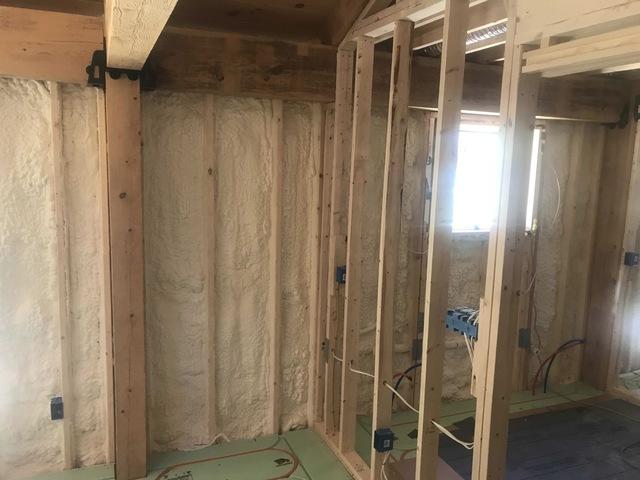 Showing the insulation drying walls.