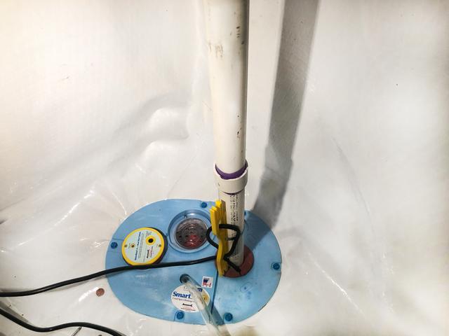 The SmartSump Crawl Space Sump Pump will take any water entering the basement and put it out of the house down a discharge line away from the home.