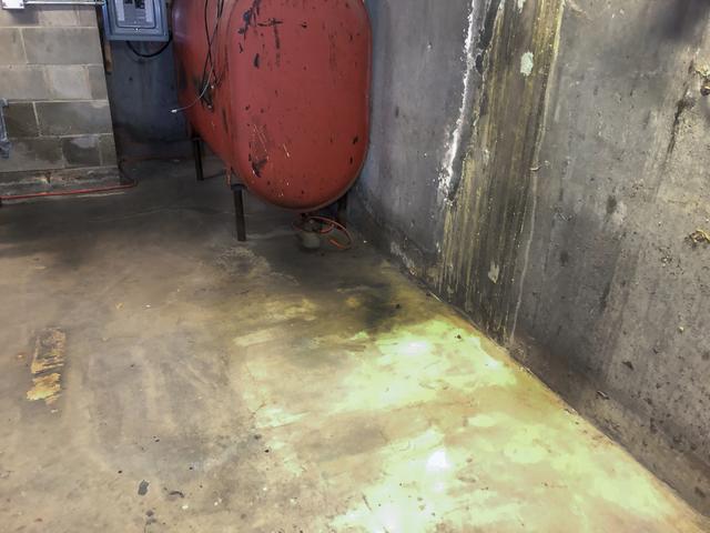 Here is a picture of the basement floor with water marks.