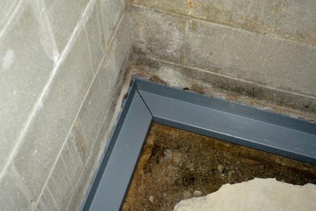 Corner of basement with WaterGuard