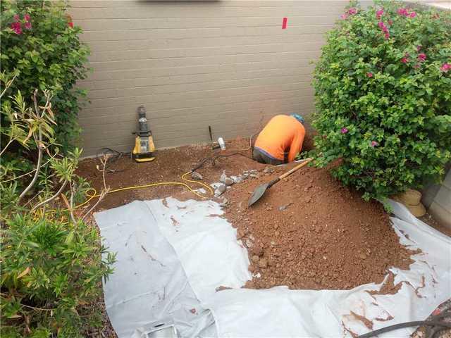 A view during the project of how we protect the exterior