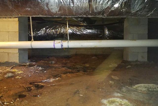 The floor of the crawl space was damp and dirty. The homeowner worried the humidity would be absorbed by his subfloors and cause them to rot.