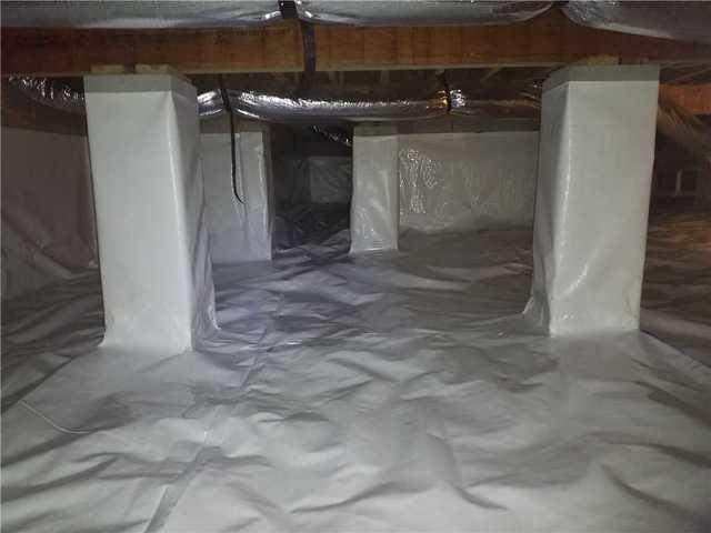 A Complete CleanSpace Encapsulation System was installed in the crawl space. This removed the moisture and reduced humidity under the home.