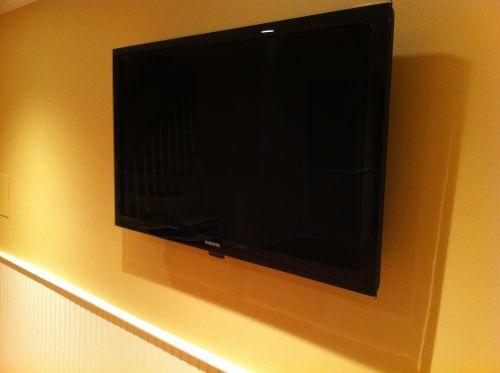 Flat screen installation and close up of billiard room