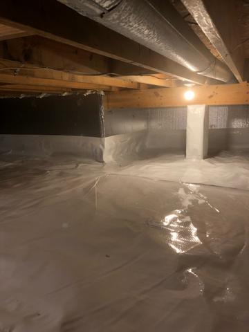 The CleanSpace liner has dramatically improved the appearance and health of the crawl space. Not only is the area brighter, but the thick and durable CleanSpace liner also can double as an extra storage space.