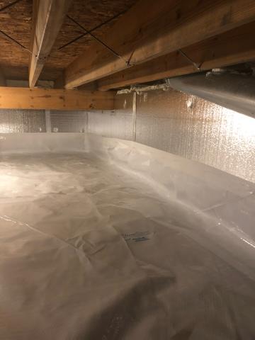 The crawl space was encapsulated with CleanSpace liner and insulated with SilverGlo insulation panels on the walls. With the addition of SilverGlo, the home will be energy-efficient and healthier.