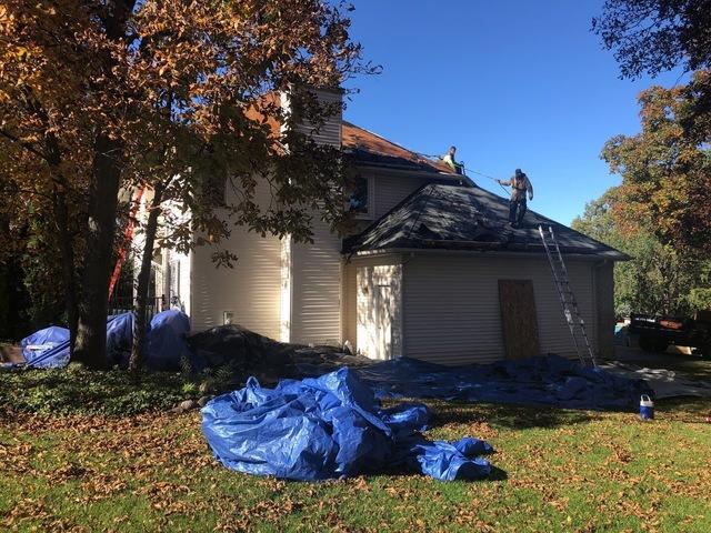 <p>Are tarps are installed and the roof is being removed.</p>