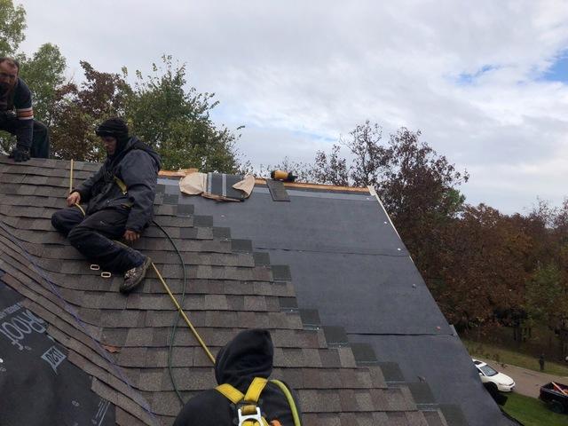 <p>In this picture we are installing new CertainTeed Landmark shingles in the valley.</p>