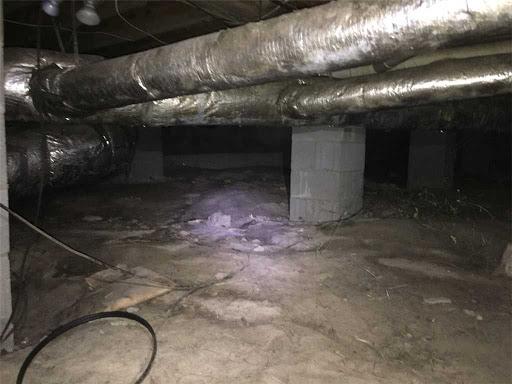 The piers supporting this house had sunk into the ground in the crawl space due to high humidity and moisture.