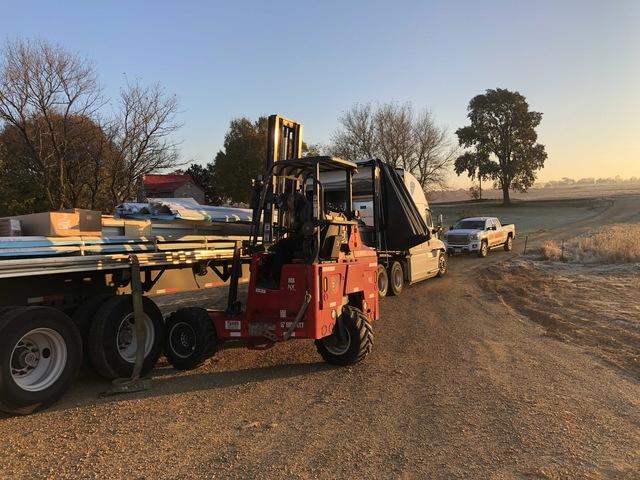 <p>My-Pros owner meet with the metal roof manufactuer delivery truck to make certain the panels were placed in the right location. On a new construction house the last thing you want to do is put the new metal panels in a spot where they will be in the way.</p>