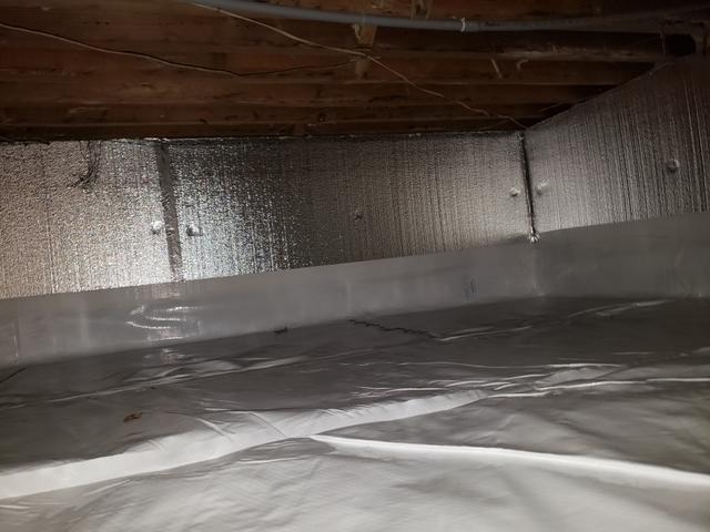 A close view of the CleanSpace and SilverGlo working together to keep the basement dry