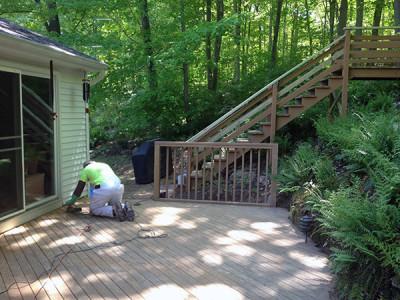 During a Deck Staining