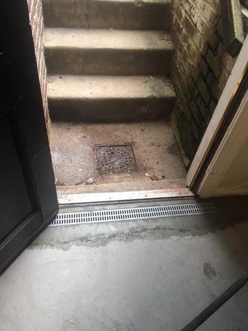 Trench Drain at Basement entrance in Richmond, VA Home.