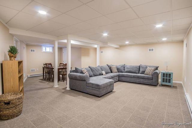 Finished sitting area in Windham, NH finished basement