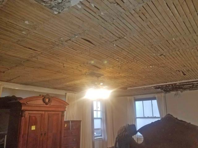 We had to remove all the sheetrock on the ceiling.