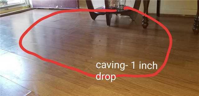 The floor in this home caved and dropped